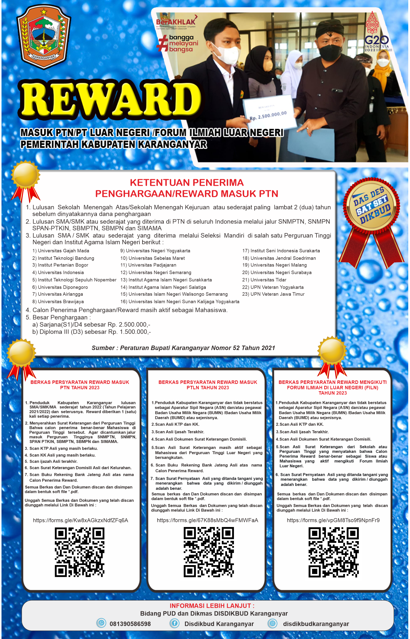 REWARD PTN, PTLN DAN FORUM ILMIHA LUAR NEGERI