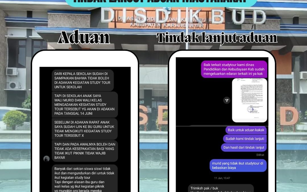 Tindak Lanjut Aduan Masyarakat Terkait Study Tour